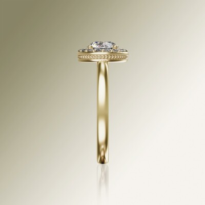 Yellow Gold Halo Round Diamond Ring