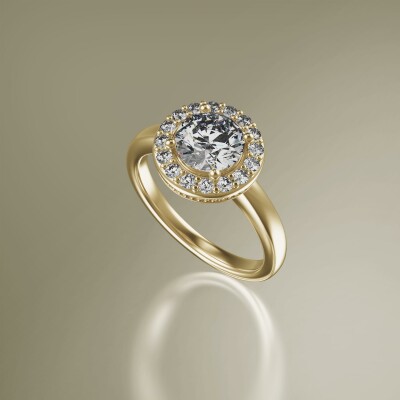 Yellow Gold Halo Round Diamond Ring