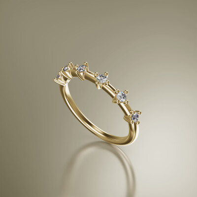 Yellow Gold Spaced Claw Eternity Diamond Ring
