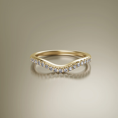 Yellow Gold Pin Claw Curved Eternity Diamond Ring