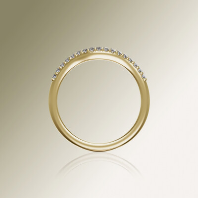 Yellow Gold Pin Claw Curved Eternity Diamond Ring