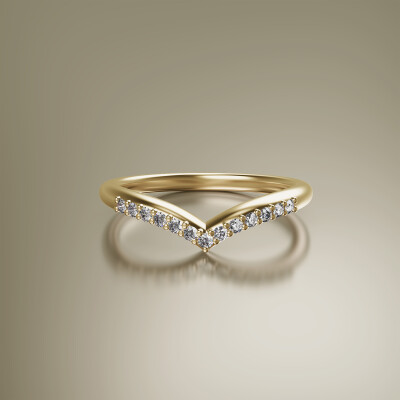 Yellow Gold Pin Claw Wishbone Eternity Diamond Ring