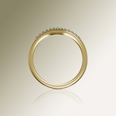 Yellow Gold Pin Claw Wishbone Eternity Diamond Ring