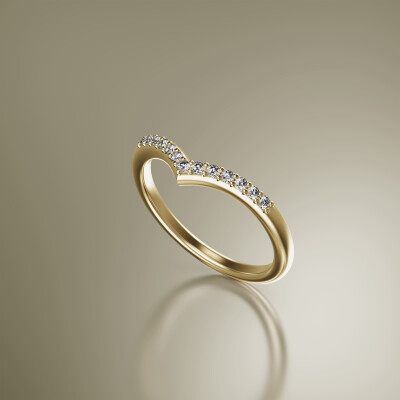 Yellow Gold Pin Claw Wishbone Eternity Diamond Ring