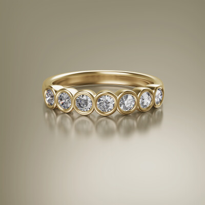 Yellow Gold Tube Eternity Diamond Ring