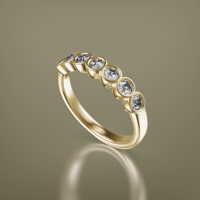 Yellow Gold Tube Eternity Diamond Ring