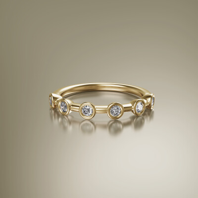 Yellow Gold Spaced Tube Eternity Diamond Ring