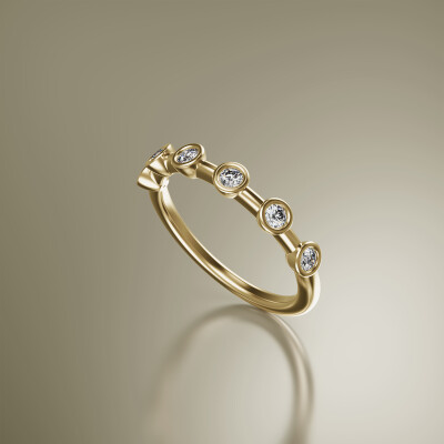Yellow Gold Spaced Tube Eternity Diamond Ring