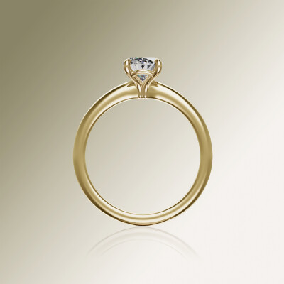 Yellow Gold 4-Claw Solitaire Oval Diamond Ring