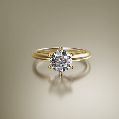 Yellow Gold 6-Claw Solitaire Diamond Ring