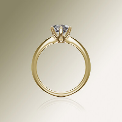 Yellow Gold 6-Claw Solitaire Diamond Ring