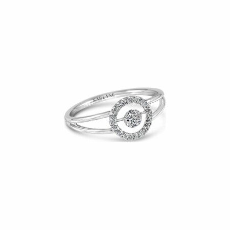 Bague Sarlane Entourage en or blanc et diamant taille brillant de 0.07ct monté en Serti Riveté, pavage diamants