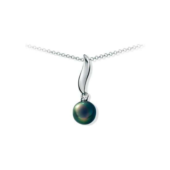 Collier Iza B Lagune en argent rhodié et perle de Tahiti de 8-9mm