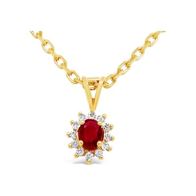 Pendentif Gringoire Joaillerie en or jaune, rubis et diamants