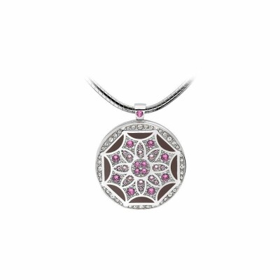 Pendentif Épure en plaqué argent, émail marron et cristaux Swarovski