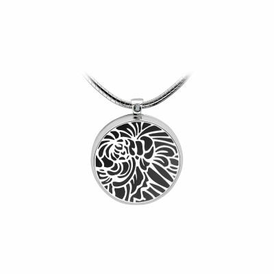 Pendentif Épure en plaqué argent, émail noir et cristaux Swarovski