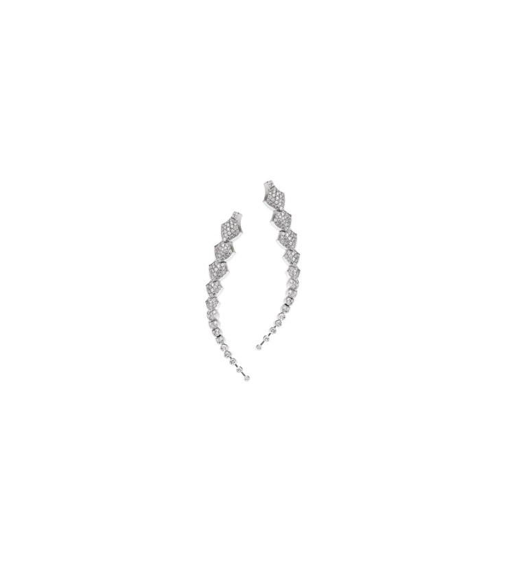 Boucles d'oreilles Akillis Python en or blanc et diamants