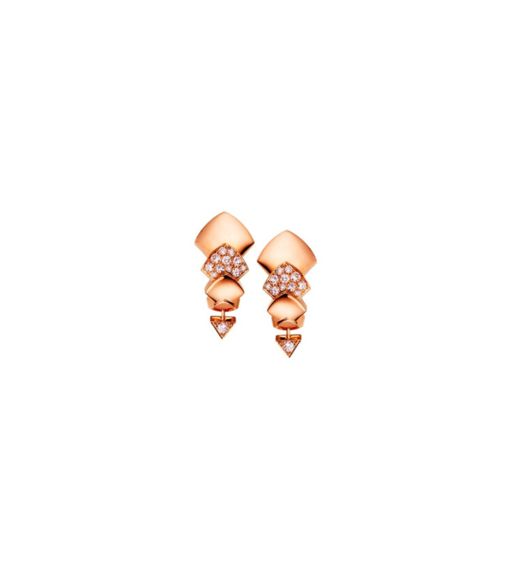 Akillis Python earrings in pink gold and diamonds