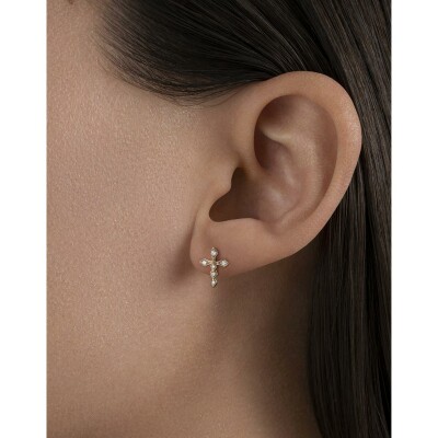 Mono boucle d'oreille Akillis Python en or rose et diamants