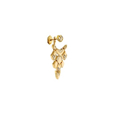 Mono boucle d'oreille Akillis Python en or jaune et diamants
