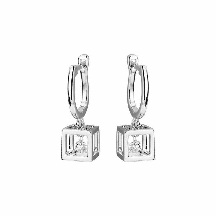 Boucles d'oreilles Pierre Barro en or blanc et diamants mobiles de 0.17ct