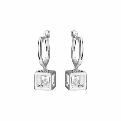 Boucles d'oreilles Pierre Barro en or blanc et diamants mobiles de 0.17ct