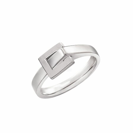 Bague Lilistone l'Essentielle en or blanc, motif carré en or blanc 18 carats