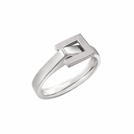 Bague Lilistone l'Essentielle en or blanc, motif carré en or blanc 18 carats