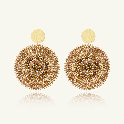 Boucles d'oreilles Sàntibé Bijoux Espagnola en laiton, métal doré et perles champagne