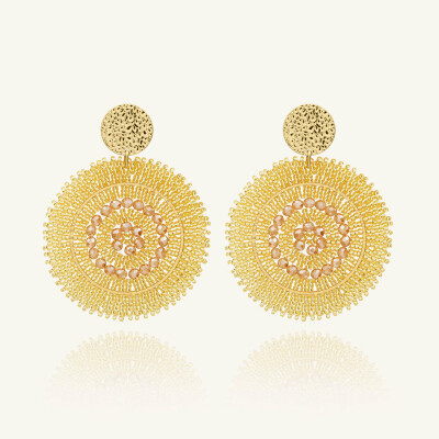 Boucles d'oreilles Sàntibé Bijoux Espagnola en laiton, métal doré et perles doré