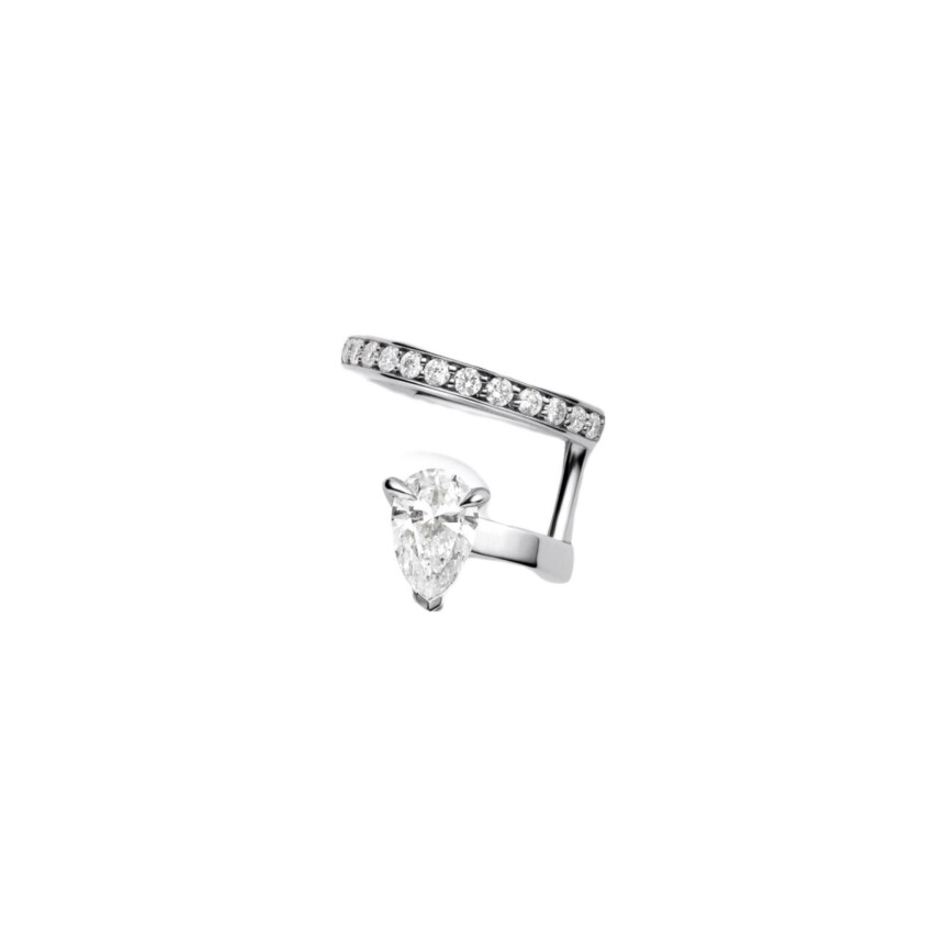 Repossi Serti Sur Vide single right clip pave earring, white gold and diamonds
