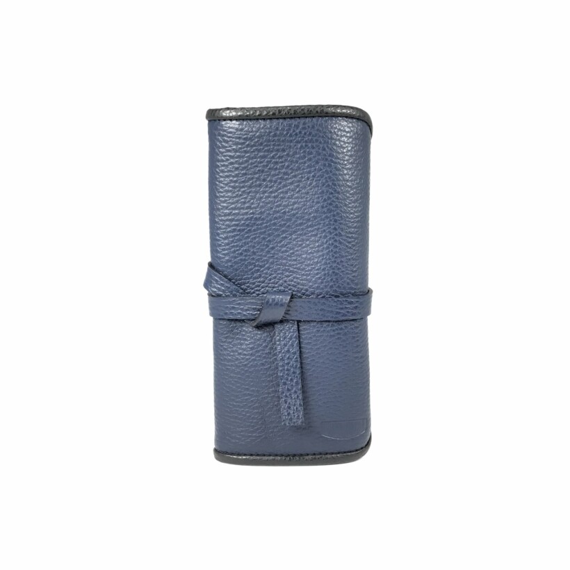Grandval navy blue leather watch pouch for 2