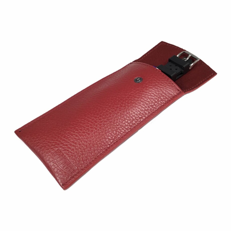 Grandval dark red leather single watch pouch