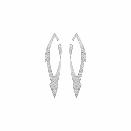 Akillis Tattoo drop earrings, white gold, diamond pave