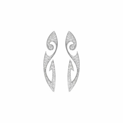 Boucles d'oreilles puces Akillis Tattoo en or blanc pavées de diamants