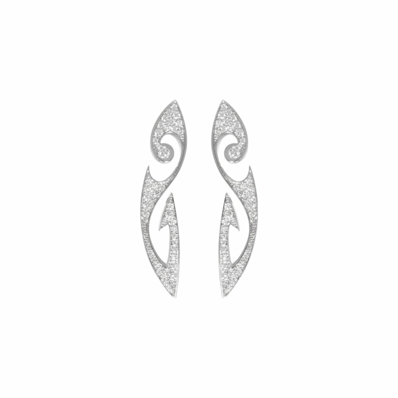 Boucles d'oreilles puces Akillis Tattoo en or blanc pavées de diamants