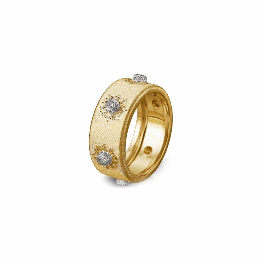 Bague Buccellati Macri Classica en or blanc, or jaune et diamants