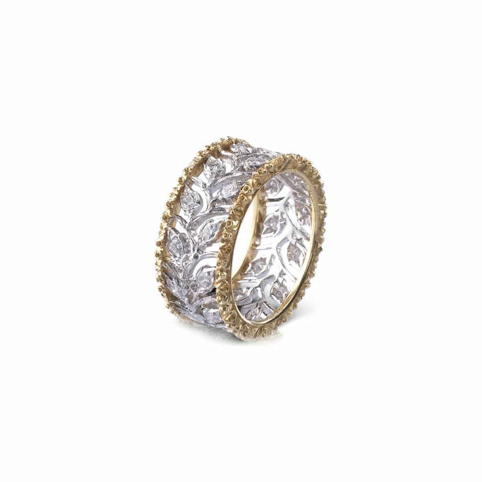 Buccellati Ramage ring, white gold, yellow gold and diamonds