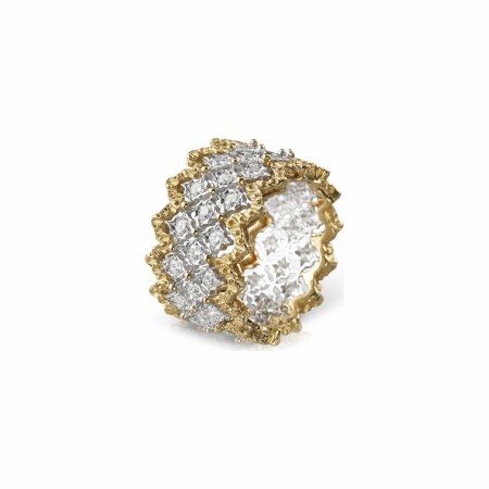 Buccellati Rombi ring, white gold, yellow gold and diamonds