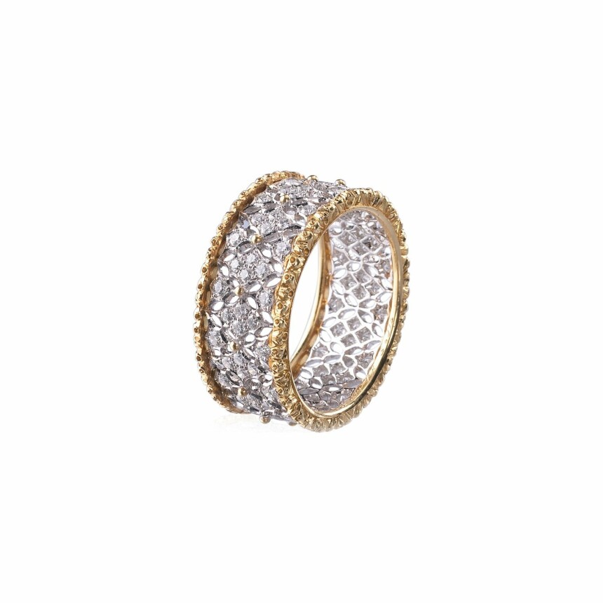 Buccellati Eternelle ring, white gold, yellow gold and diamonds