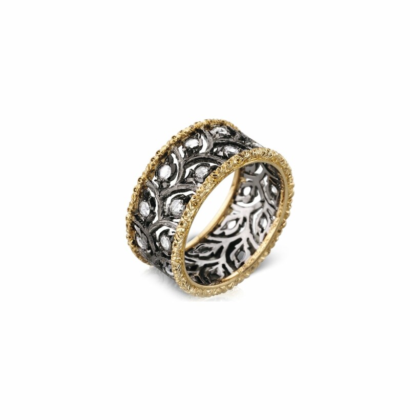 Bague Buccellati Ramage en or blanc, or jaune et diamants