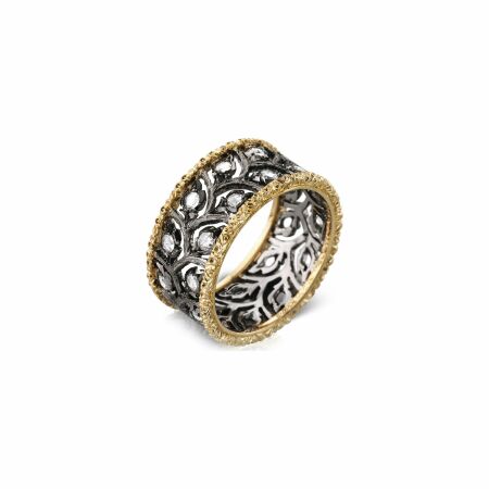 Buccellati Ramage ring, white gold, yellow gold and diamonds