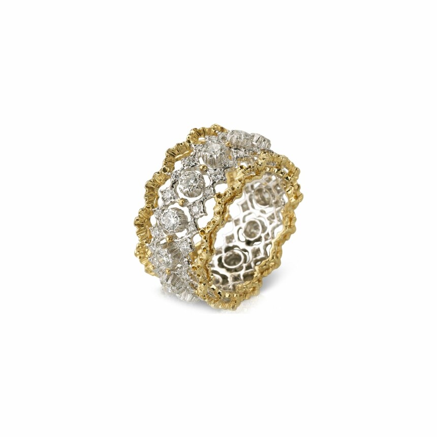 Buccellati Rombi ring, white gold, yellow gold and diamonds