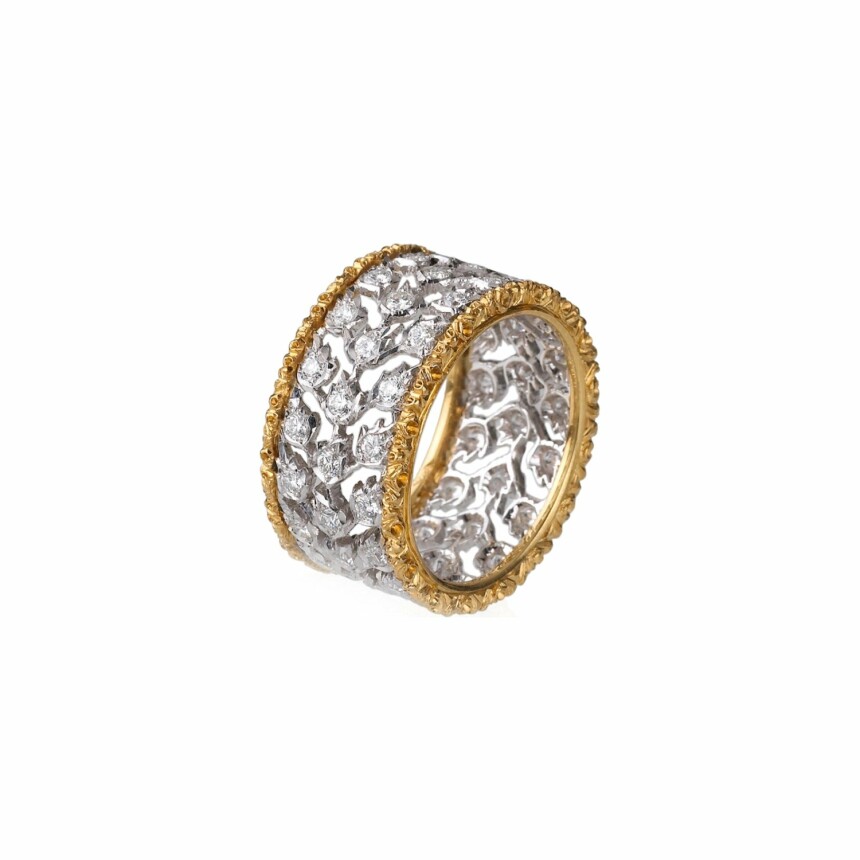 Buccellati Eternelle ring, white gold, yellow gold and diamonds