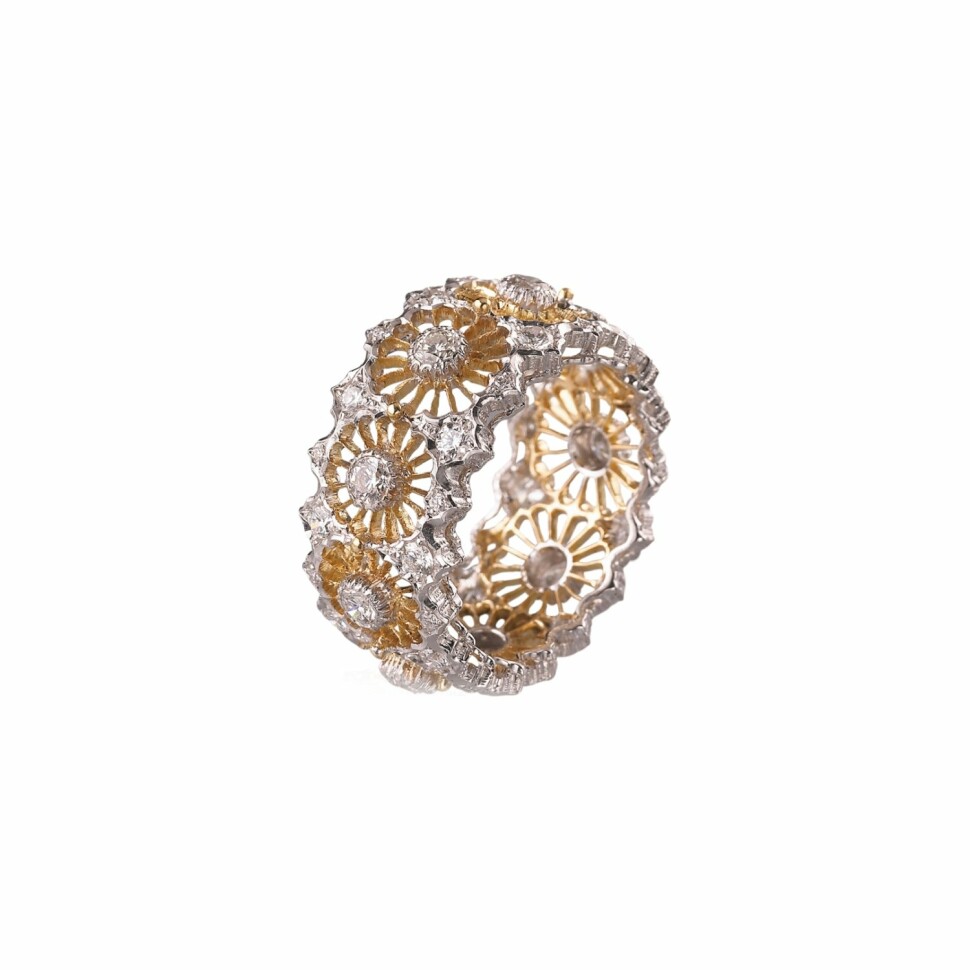 Buccellati Tulle ring, white gold, yellow gold and diamonds