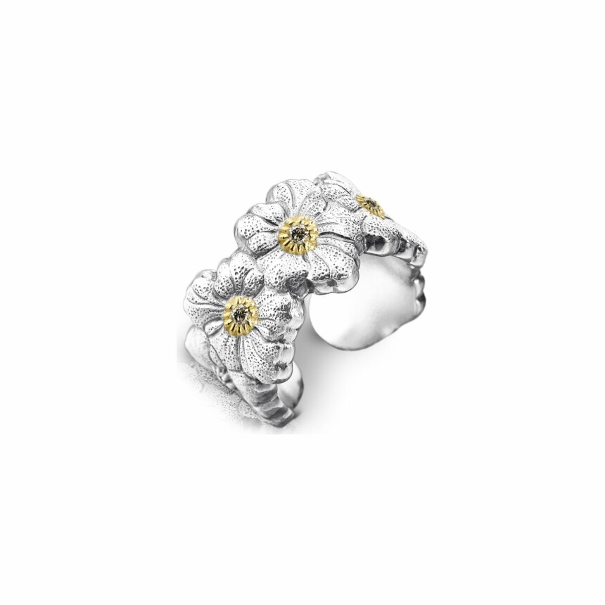 Bague Eternelle Buccellati Blossoms Gardenia en argent plaqué or et diamants