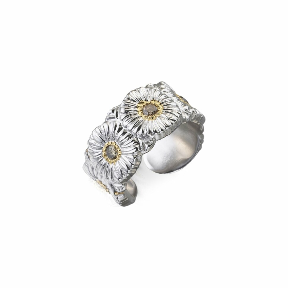Buccellati Blossoms ring, silver and brown diamonds