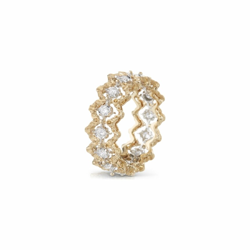 Eternelle Buccellati Rombi ring in yellow gold, white gold and diamonds