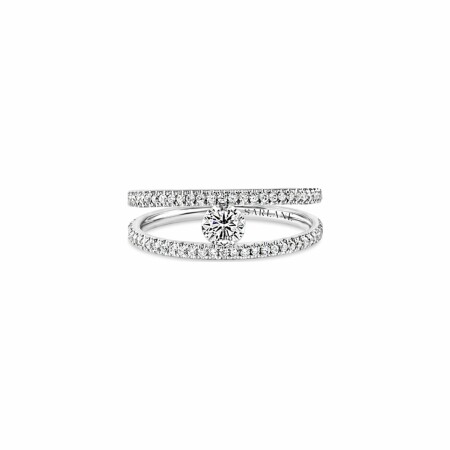 Bague Sarlane Etincelle Full Pavée en or blanc, diamant taille brillant de 0.10ct monté en Serti Riveté et pavage diamants