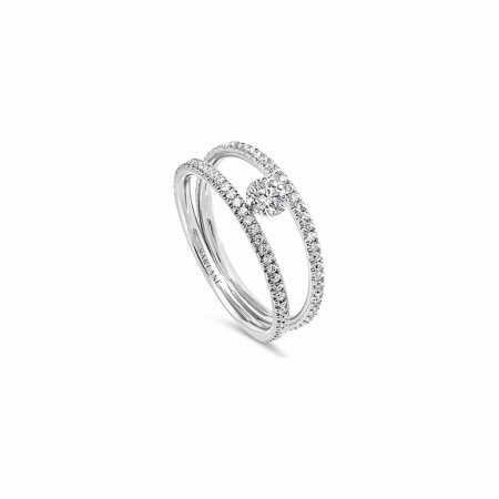 Bague Sarlane Etincelle Full Pavée en or blanc, diamant taille brillant de 0.10ct monté en Serti Riveté et pavage diamants